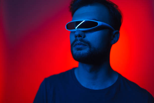 istock Handsome man in futuristic glasses 1134255310