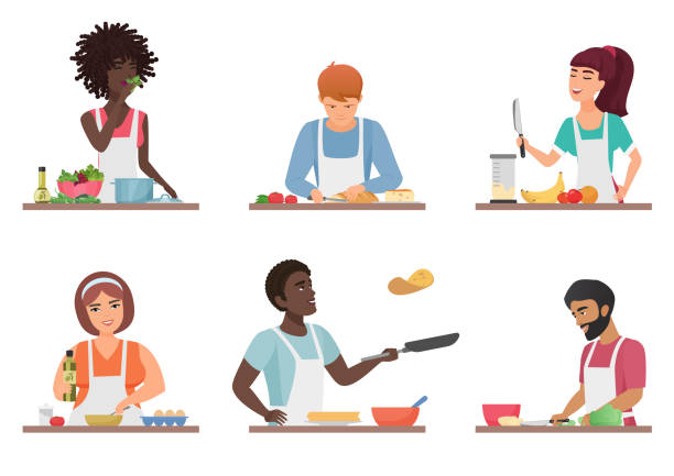 Cartoon People Cooking Set Isolated Vector Illustration Stock Illustration  - Download Image Now - iStock