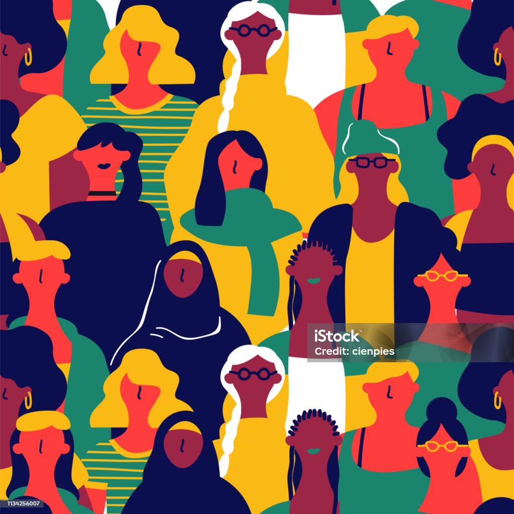 Womens Day Seamless Pattern Of Diverse Woman Faces Stock Illustration -  Download Image Now - Global, International Womens Day, Multiracial Group -  iStock