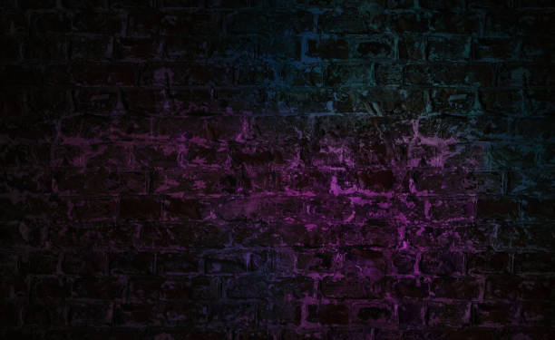 istock Background of empty brick wall with neon lights 1134257508