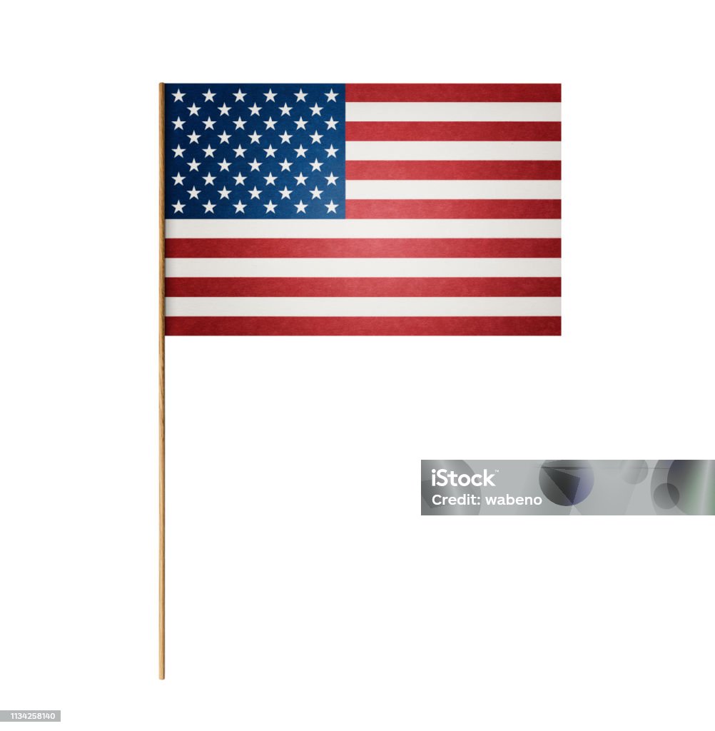 Papier amerikanische Flagge auf Holzstab - Lizenzfrei Amerikanische Flagge Stock-Foto