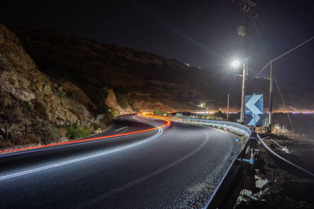 istock car light trails on serpentine road 1134261703