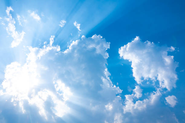 istock Blue sky and sunlight beam pass clouds on daytime 1134270197