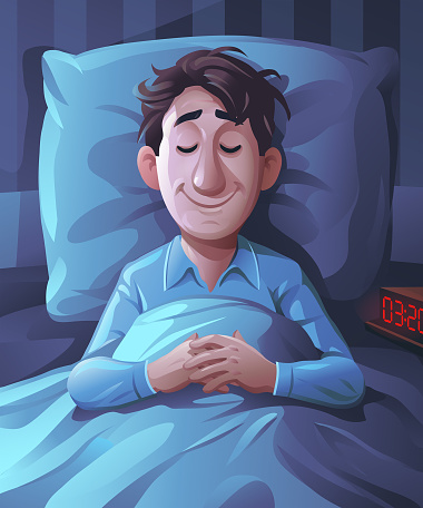 Young Man Sleeping Stock Illustration - Download Image Now - Sleeping, Bed  - Furniture, Men - iStock