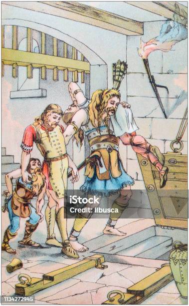 Antique Color Illustration From German Children Fable Book Stock Illustration - Download Image Now