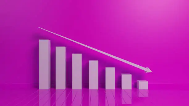 Photo of Going Down Bar Chart On Pink Background