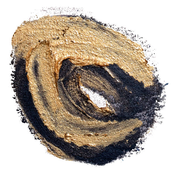 istock Template for your banner text - circle textured hand drawn black and gold oil paint brush stroke, isolated on white background.EPS10 vector illustration 1134277655