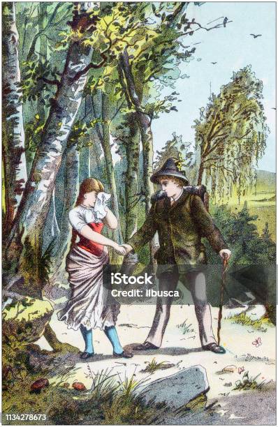 Antique Color Illustration From German Children Fable Book Stock Illustration - Download Image Now