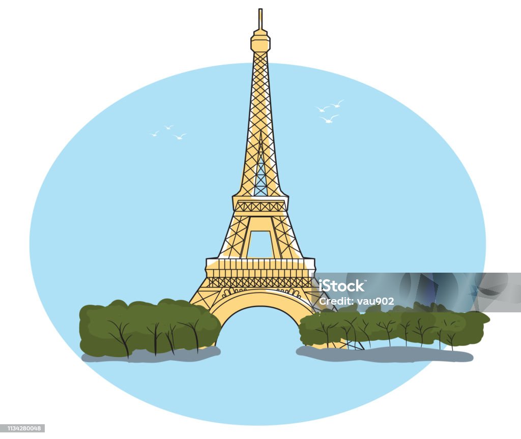 Ilustración de Ilustración De Estilo De Dibujos Animados De La Torre Eiffel  París Francia y más Vectores Libres de Derechos de Arquitectura - iStock