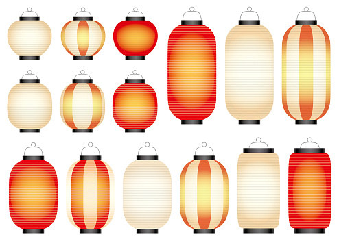 Set of paper lanterns, vector illustration.