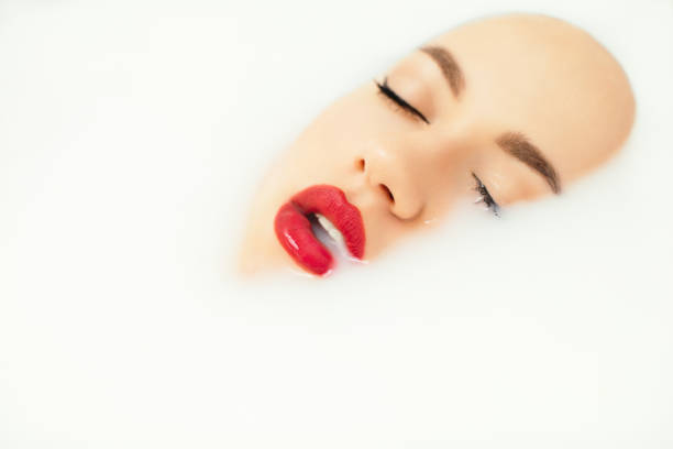 istock Portrait of woman taking milk bath 1134281178