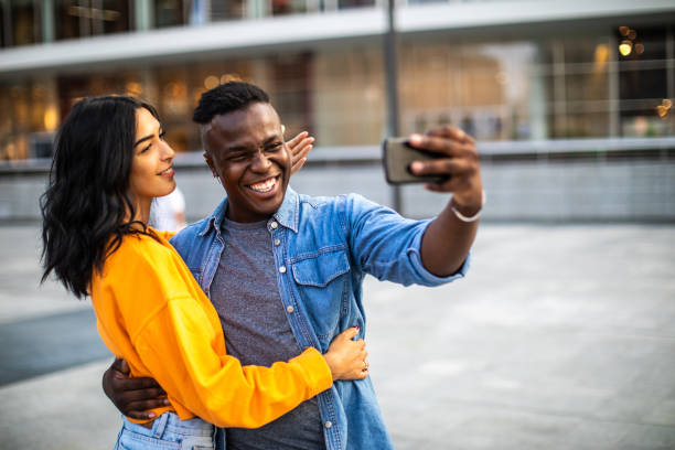 istock Couple taking selfie in Milan 1134282831