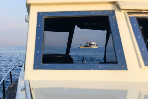 Commercial fishing boat sailing in Bosphorus,