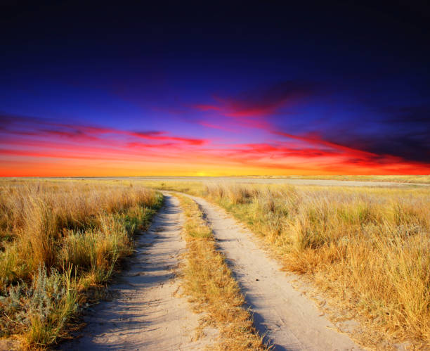 istock Beautiful landscape under morning sky with clouds 1134289140