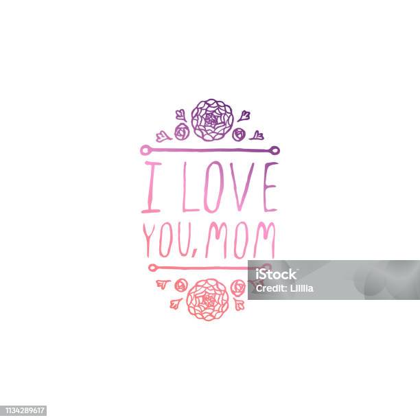 Happy Mothers Day Hand Drawn Element On White Background Stock Illustration - Download Image Now