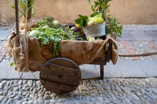 istock Vegetable stall at a medieval market 1134291290