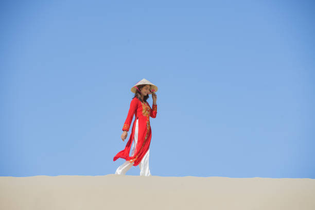 Beautiful woman with vintage style ,Beautiful woman with Vietnam culture traditional,Hoi an,Life of Vietnamese