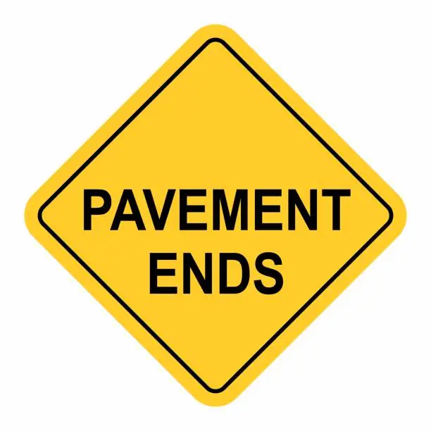 Vector illustration of Warning Pavement End Sign
