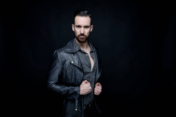 istock Attractive man wearing a leather jacket 1134296014