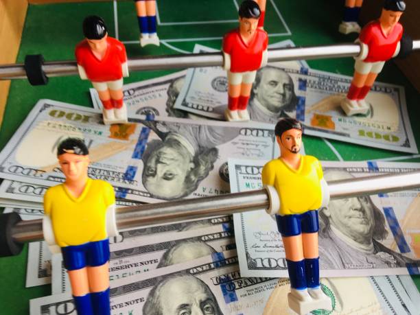 istock Foosball table soccer game and 1134297011