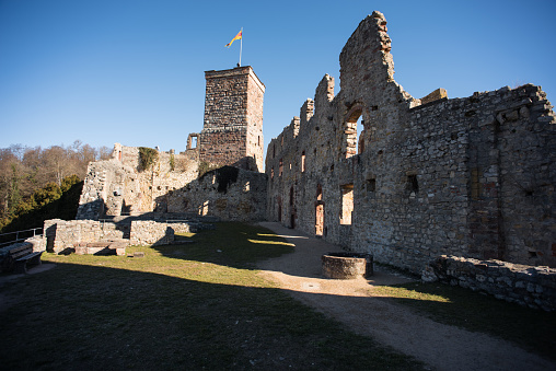 Loerrach, germany, february 24, 2019, castle ruin Rötteln in south germany, nice destination.
