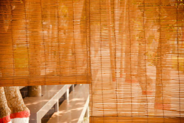 istock Wooden window curtains isolated unique photo 1134301181