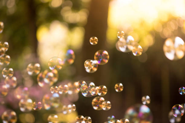 istock Soap bubbles floating in the air, summer time 1134301313