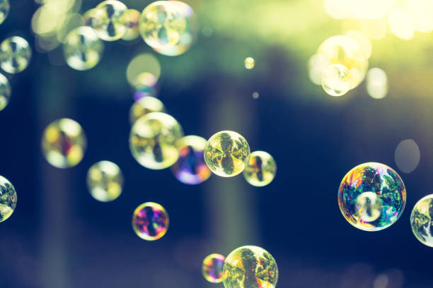 istock Soap bubbles floating in the air, summer time 1134301343