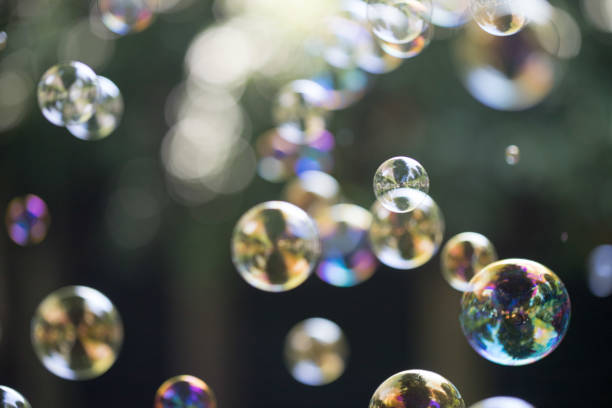 istock Soap bubbles floating in the air, summer time 1134301351