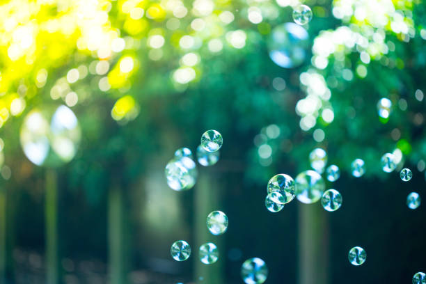 istock Soap bubbles floating in the air, summer time 1134301443
