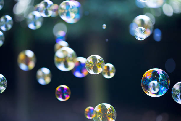 istock Soap bubbles floating in the air, summer time 1134301448