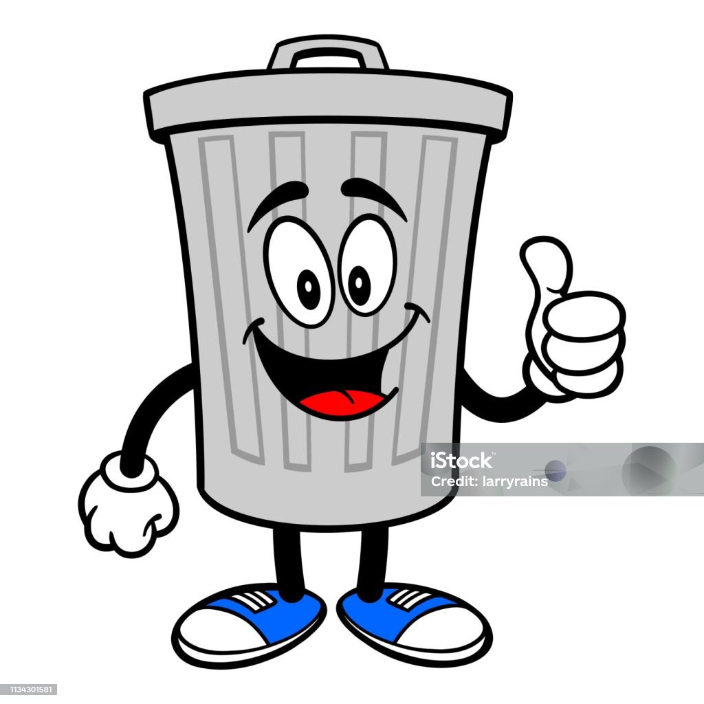 Trash Can Mascot With Thumbs Up Stock Illustration - Download Image Now - Garbage  Can, Cartoon, Illustration - iStock