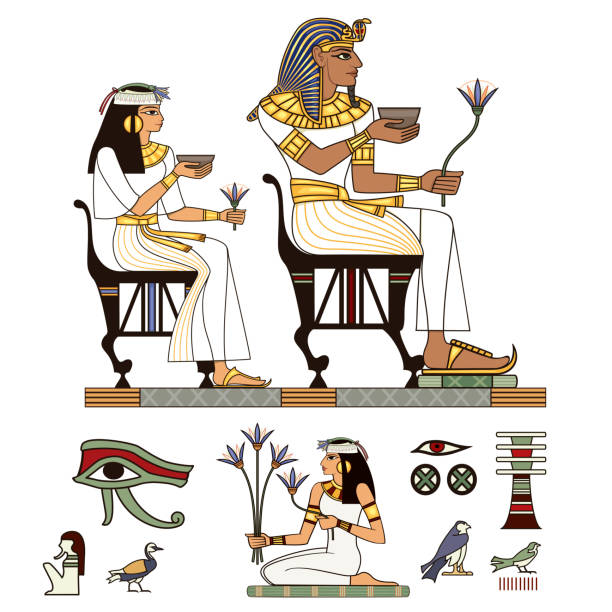 ilustrações de stock, clip art, desenhos animados e ícones de egyptian hieroglyph and symbol ancient culture sing - paintings africa cairo african culture