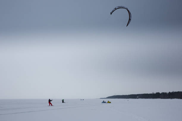 istock Winter kiting on the lake. 1134301651