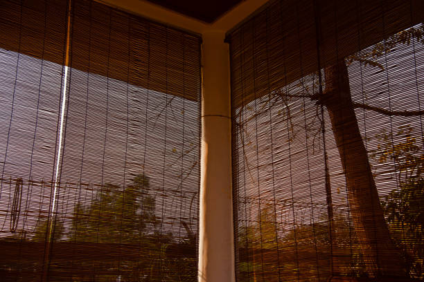 istock A concrete pillar of a room with bamboo curtains 1134301670