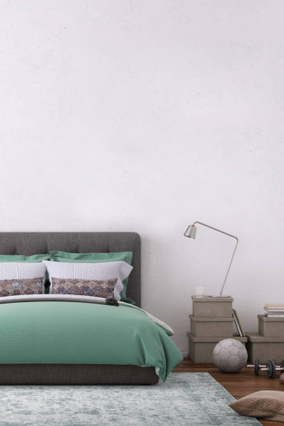 istock Modern bedroom interior with blank wall for copy space 1134302624
