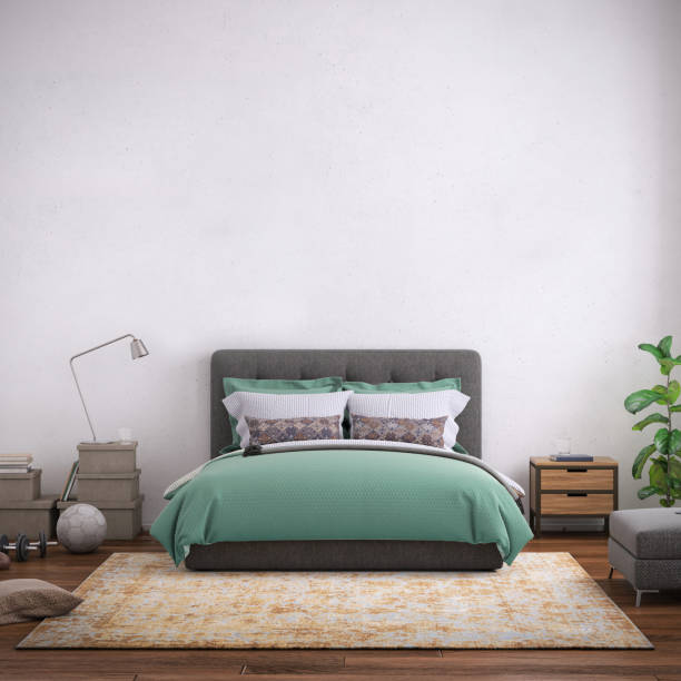 istock Modern bedroom interior with blank wall for copy space 1134302630