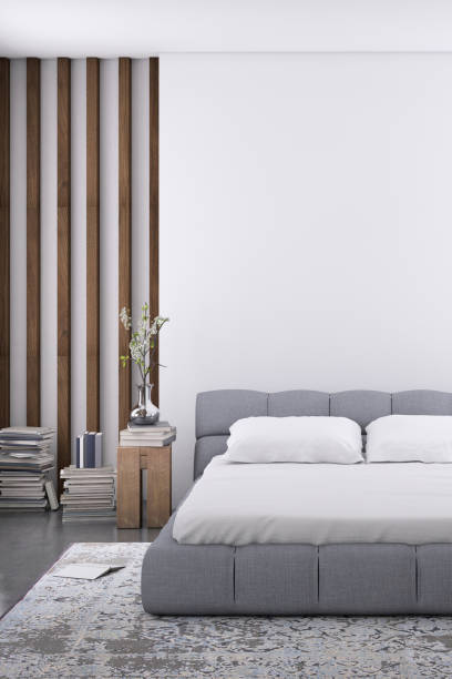 istock Modern bedroom interior with blank wall for copy space 1134302694