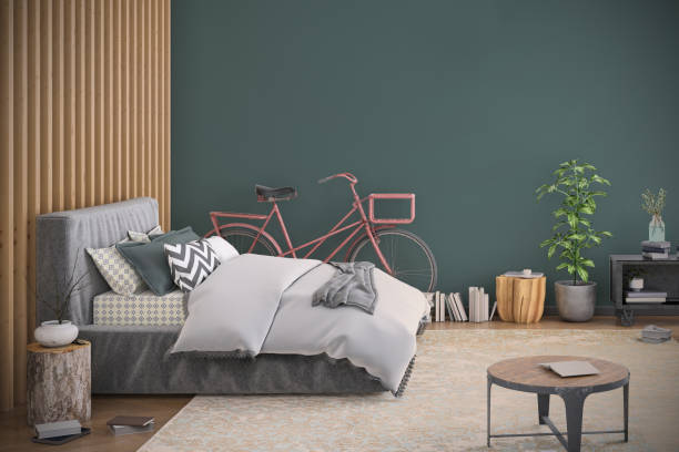 istock Modern bedroom interior with blank wall for copy space 1134302750