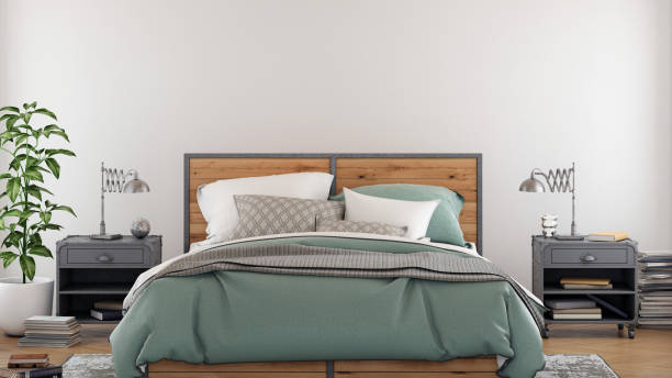 istock Modern bedroom interior with blank wall for copy space 1134302760