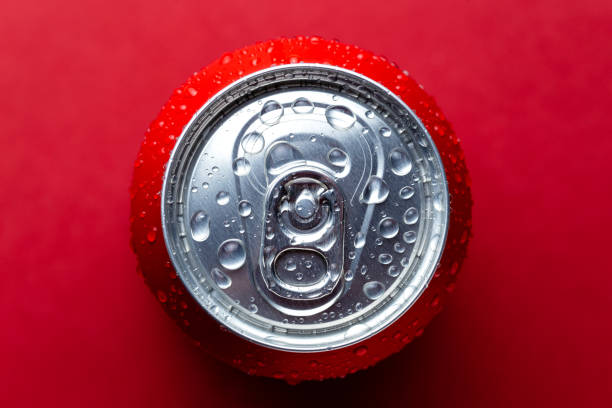 istock red Aluminum can with a water drops. 1134303460