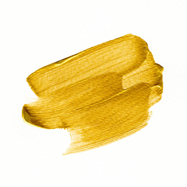 istock Golden background. Abstract gold color watercolor hand paint isolated on white background. Detail or closeup brush stroke pattern. 1134306921