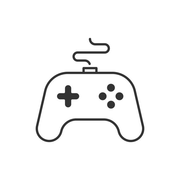 ilustrações de stock, clip art, desenhos animados e ícones de joystick, gamepad icon. - video game pc sign portable information device