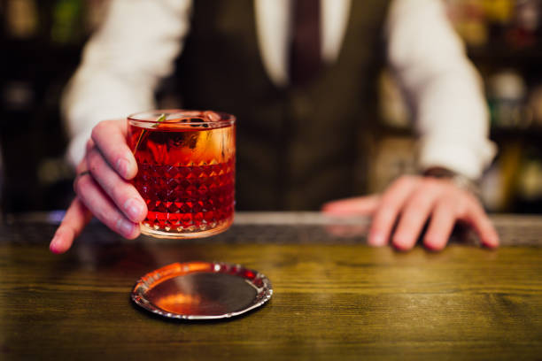 A red Negroni cocktail