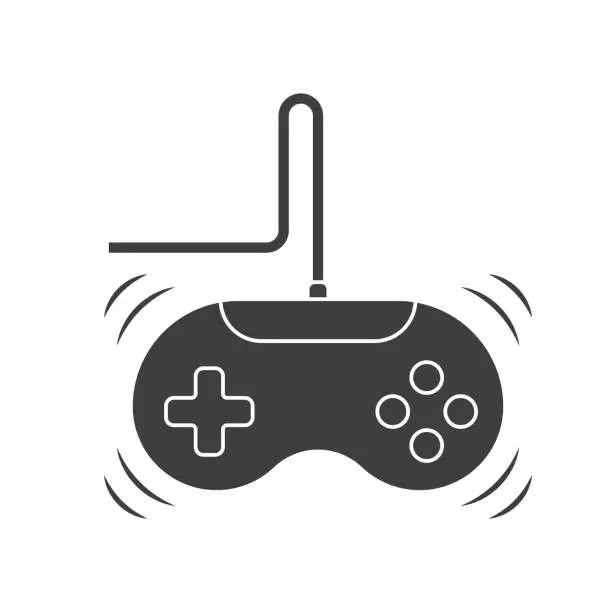 Vector illustration of Game joystick icon. Monochrome image. Vector on white background.