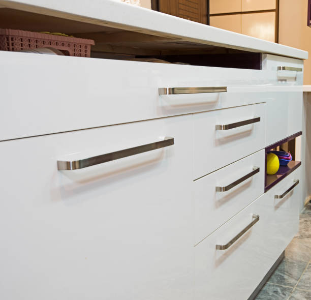 istock Modern kitchen counter island in a luxury apartment 1134309695