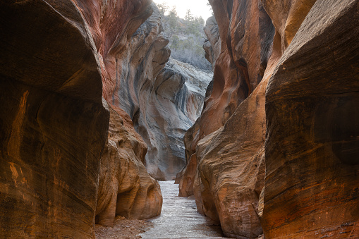 Willis Creek slot canyon Utah on a cold winter afternoon.