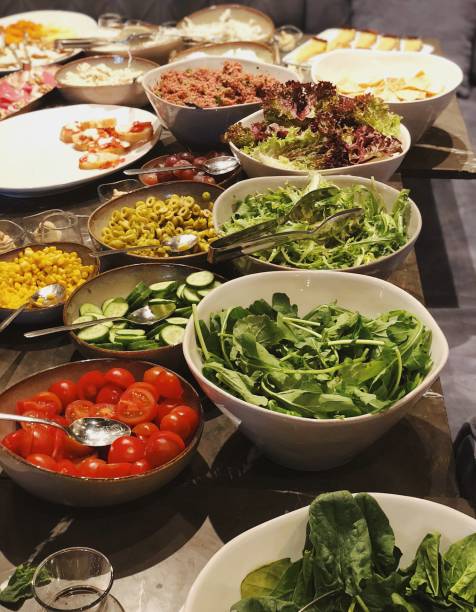 istock Open buffet of fresh salad and aperitifs 1134311136