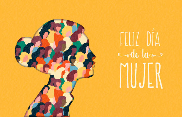 ilustrações, clipart, desenhos animados e ícones de cartão principal feliz da mulher do dia das mulheres no espanhol - friendship people silhouette youth culture