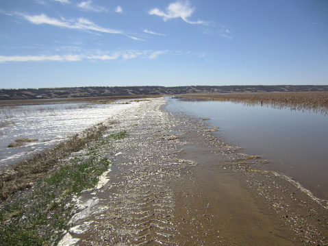 The bottom of the Qu'Appelle Valley had it's riverbanks overflow as spring arrived. We get water from all the surrounding hills. From where I took this image, it is about two miles across to the other side of the valley.